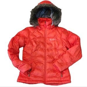 Columbia Down Fill W/Feathers Coral Puffer Coat Womens Size XS